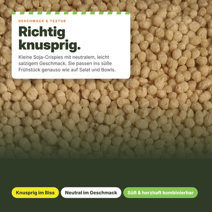 Zimmermann Soja Protein Crispies 1 kg – 60 % Protein, zuckerarm, vegan & fettarm – knuspriges Topping für Müsli, Joghurt, Salat & Bowls
