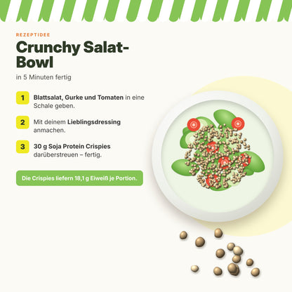Zimmermann Soja Protein Crispies 1 kg – 60 % Protein, zuckerarm, vegan & fettarm – knuspriges Topping für Müsli, Joghurt, Salat & Bowls