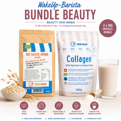 WakeUp Barista Bundle BEAUTY - 1xBio Haferdrink 1kg, 1xCollagenhydrolysat 1kg- von Zimmermann