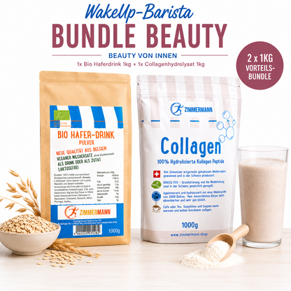 WakeUp Barista Bundle BEAUTY - 1xBio Haferdrink 1kg, 1xCollagenhydrolysat 1kg- von Zimmermann