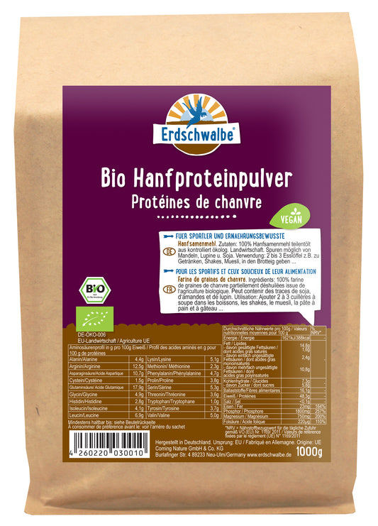 - Bio Hanf Proteinpulver - veganes Protein - 1kg von Erdschwalbe