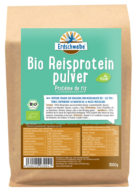 - Bio Reisprotein - veganes Protein - 1kg von Erdschwalbe