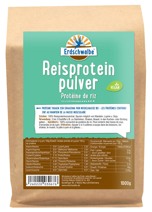 - Reis Proteinpulver - veganes Protein - 1kg - konventionell von Erdschwalbe