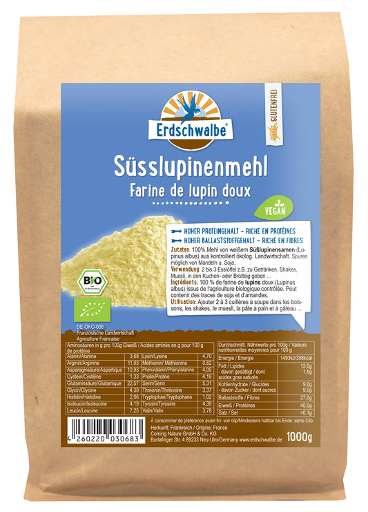 - Bio Süsslupinenmehl - veganes Protein - 1kg von Erdschwalbe