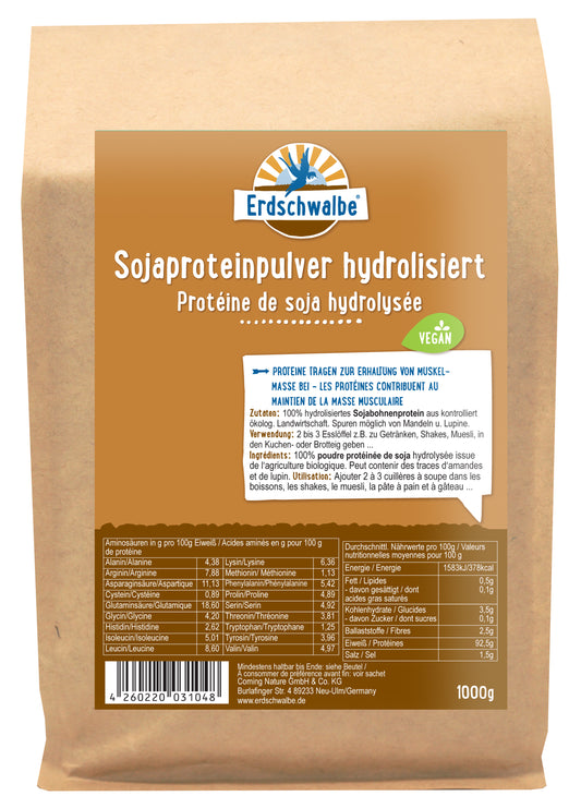 - NEU Hydrolisiertes Sojaprotein - Veganes Eiweißpulver - 1 Kg konventionell von Erdschwalbe