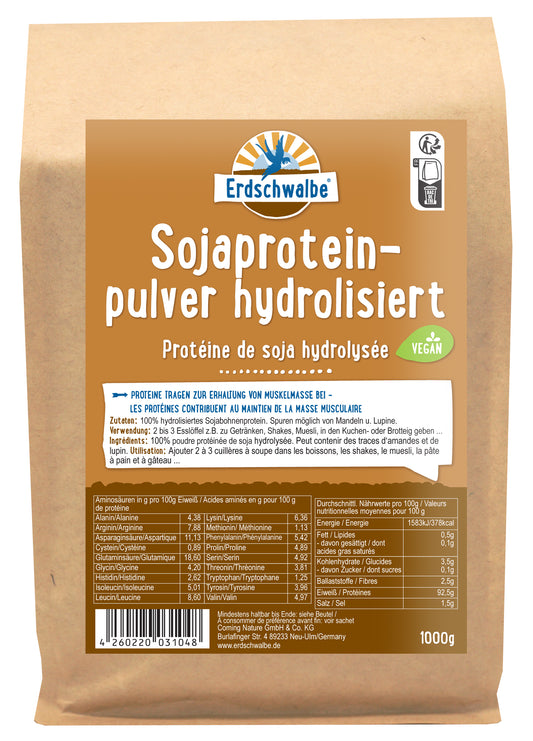 - NEW Hydrolyzed Soy Protein - Vegan Protein Powder - 1 Kg conventional from Erdschwalbe