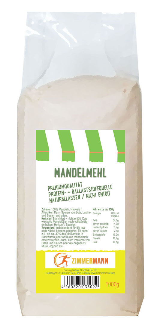 Mandelmehl naturbelassen nicht entölt 1000g - konventionell von Zimmermann