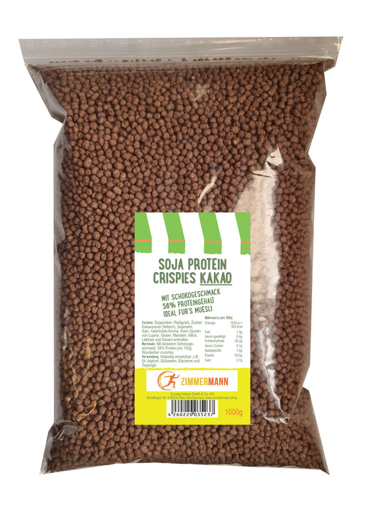 Soja Protein Crispies KAKAO 58% Protein 1000g - von Zimmermann Sportnahrung