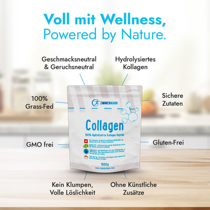 Collagen Pulver 1000g Bioaktives Kollagen Hydrolysat von Zimmermann - konventionell