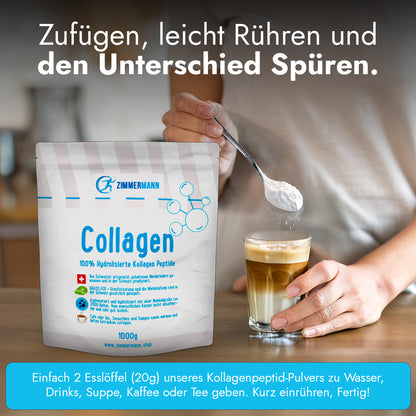 Collagen Pulver 1000g Bioaktives Kollagen Hydrolysat von Zimmermann - konventionell