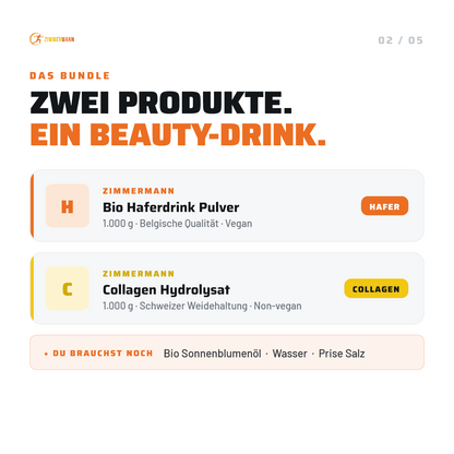 WakeUp Barista Bundle BEAUTY - 1xBio Haferdrink 1kg, 1xCollagenhydrolysat 1kg- von Zimmermann
