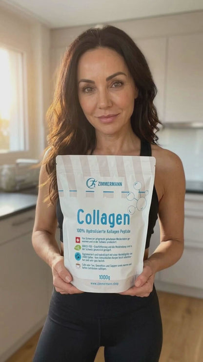 Collagen Powder 1 KG - Bioactive collagen hydrolysate, from Swiss pasture-fed cattle &amp; produced in Switzerland, protein powder, tasteless. Agglomerated, 2000 Dalton, easily absorbed, Grass Fed, Peptides Type 1, 3 by Zimmermann