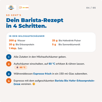 WakeUp Barista Bundle PROTEIN - vegan, 1xBio Haferdrink 1kg, 1xBio Erbsenprotein 1kg- von Erdschwalbe und Zimmermann